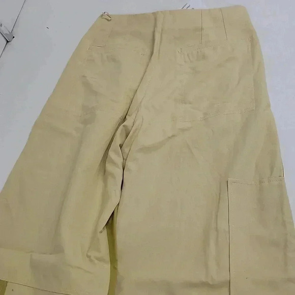 ZARA TAPERED FIT POCKETED PANTS PATCHWORK FULL LENGTH OLIVE GREEN - Picture 9 of 12